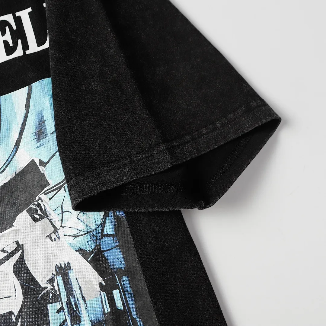 Saint Michael series trendy T craft letter drawing round neck short sleeves Style number: D3193P116 Color: black Size: S M L XL
